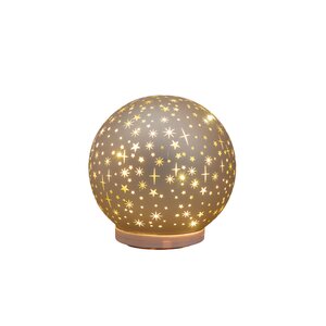 Anna's Collection Decoratiebal glas draaiend met sterren mat champagne met verlichting - D 15 cm - afbeelding 4