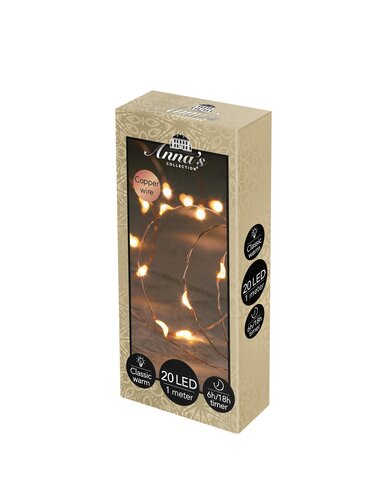Anna's Collection Draadverlichting 20 LED - L1m Koper - afbeelding 1
