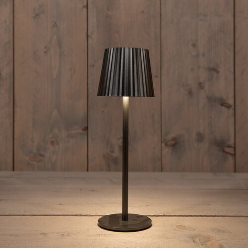 Anna's Collection Draagbare tafellamp rib - H27,5xD9cm Antraciet - afbeelding 3