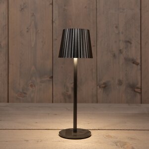 Anna's Collection Draagbare tafellamp rib - H27,5xD9cm Antraciet - afbeelding 3