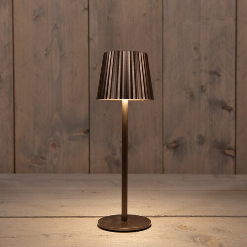 Anna's Collection Draagbare tafellamp rib - H27,5xD9cm Brons - afbeelding 3
