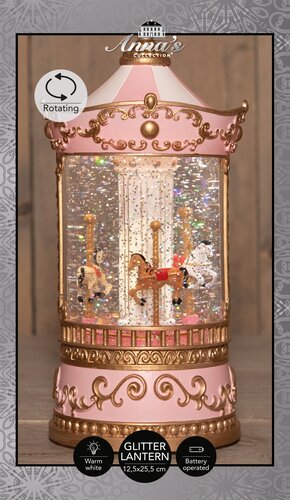 Anna's Collection Draaimolen glitterwater - D12,5xH25,5cm Roze - afbeelding 3