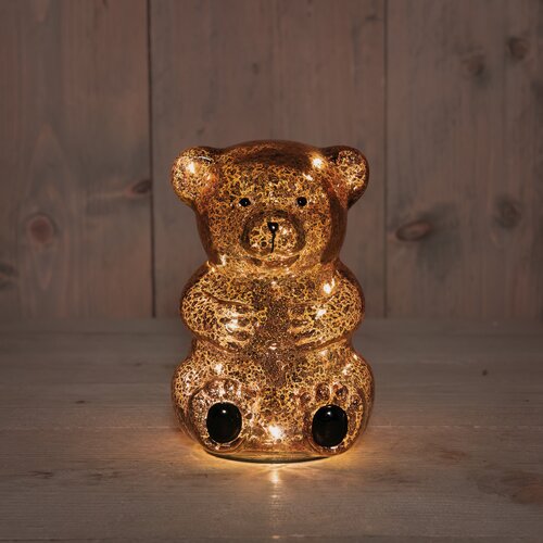 Anna's Collection Glazen beer met LED - B11xH16,5cm Bruin - afbeelding 2