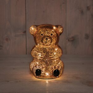 Anna's Collection Glazen beer met LED - B11xH16,5cm Bruin - afbeelding 2