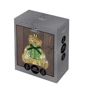 Anna's Collection Glazen beer met LED - B14xH15,9cm Brons - afbeelding 2