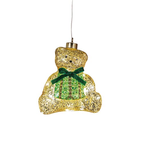 Anna's Collection Glazen beer met LED - B14xH15,9cm Brons - afbeelding 1