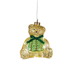 Anna's Collection Glazen beer met LED - B14xH15,9cm Brons - afbeelding 1