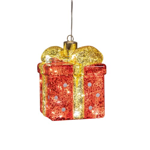 Anna's Collection Glazen cadeau met LED - B10,5xH13,3cm Rood - afbeelding 1