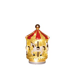 Anna's Collection Glazen carrousel met LED - D13xH20,5cm Meerkleurig - afbeelding 1