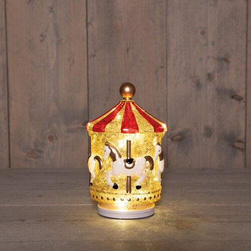 Anna's Collection Glazen carrousel met LED - D13xH20,5cm Meerkleurig - afbeelding 3