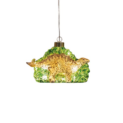 Anna's Collection Glazen dino met LED - B15,8xH10cm Goud en groen - afbeelding 1