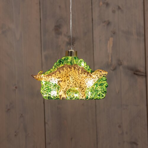 Anna's Collection Glazen dino met LED - B15,8xH10cm Goud en groen - afbeelding 3
