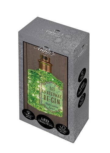 Anna's Collection Glazen flesje gin met LED - B8xH18,5cm Groen - afbeelding 2