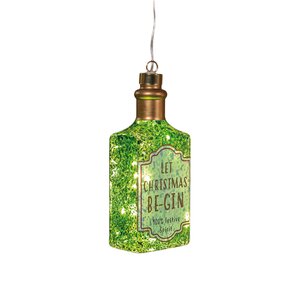 Anna's Collection Glazen flesje gin met LED - B8xH18,5cm Groen - afbeelding 1