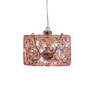 Anna's Collection Glazen handtas met LED - B14,9xH10,5cm Roze - afbeelding 1