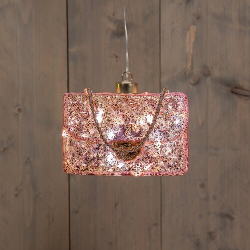 Anna's Collection Glazen handtas met LED - B14,9xH10,5cm Roze - afbeelding 3