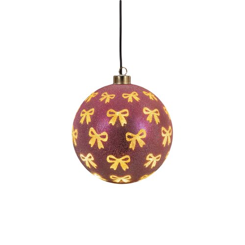 Anna's Collection Glazen kerstbal draaiend met LED - D15cm Roze - afbeelding 1