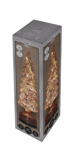 Anna's Collection Glazen kerstboom draaiend met LED - D10xH38,5cm Roze - afbeelding 2