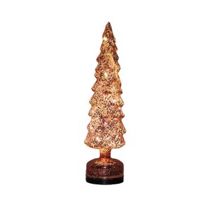Anna's Collection Glazen kerstboom draaiend met LED - D10xH38,5cm Roze - afbeelding 1