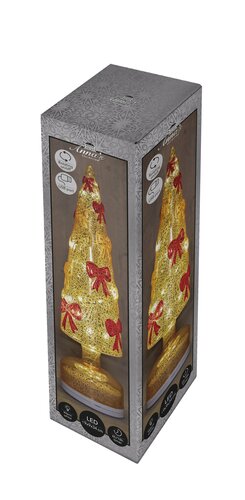Anna's Collection Glazen kerstboom draaiend met LED - D9xH34cm Brons - afbeelding 2