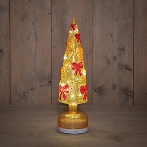 Anna's Collection Glazen kerstboom draaiend met LED - D9xH34cm Brons - afbeelding 3