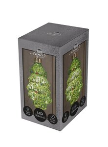 Anna's Collection Glazen kerstboom met LED - B7,5xH15,5cm Groen - afbeelding 2