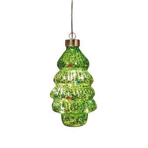 Anna's Collection Glazen kerstboom met LED - B7,5xH15,5cm Groen - afbeelding 1