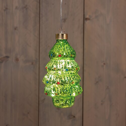 Anna's Collection Glazen kerstboom met LED - B7,5xH15,5cm Groen - afbeelding 3