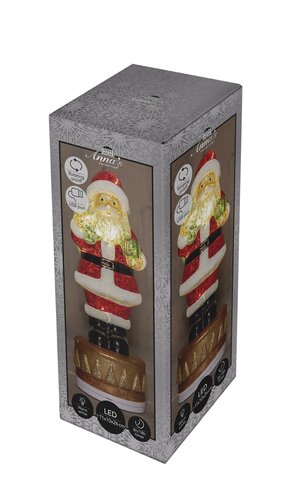 Anna's Collection Glazen kerstman met LED - B10,5xH26cm Meerkleurig - afbeelding 2