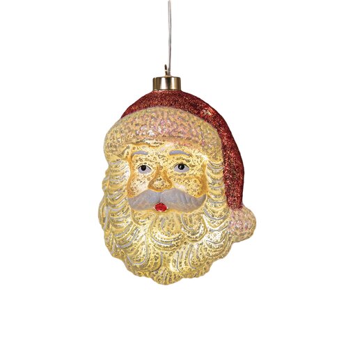 Anna's Collection Glazen kerstman met LED - B14,5xH18,5cm Rood en wit - afbeelding 1