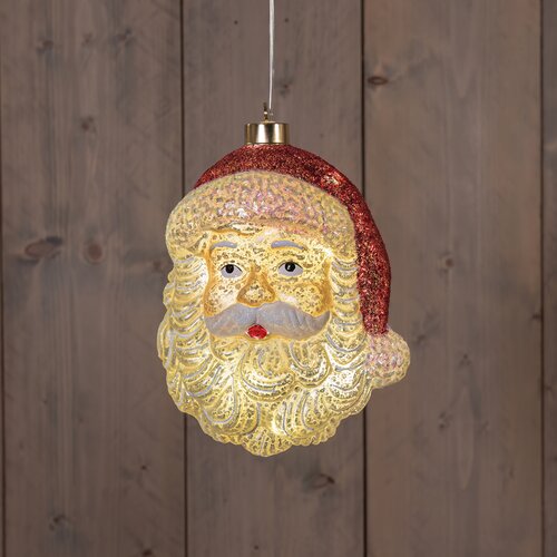 Anna's Collection Glazen kerstman met LED - B14,5xH18,5cm Rood en wit - afbeelding 3