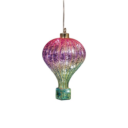 Anna's Collection Glazen luchtballon met LED - B10,5xH16cm Meerkleurig - afbeelding 1