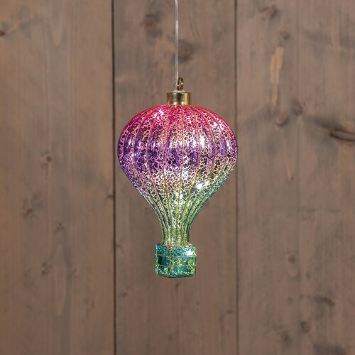 Anna's Collection Glazen luchtballon met LED - B10,5xH16cm Meerkleurig - afbeelding 3