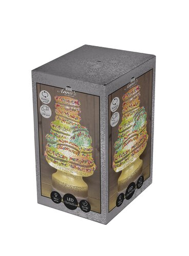 Anna's Collection Glazen macarons draaiend met LED - D12,5xH22,5cm Meerkleurig - afbeelding 2