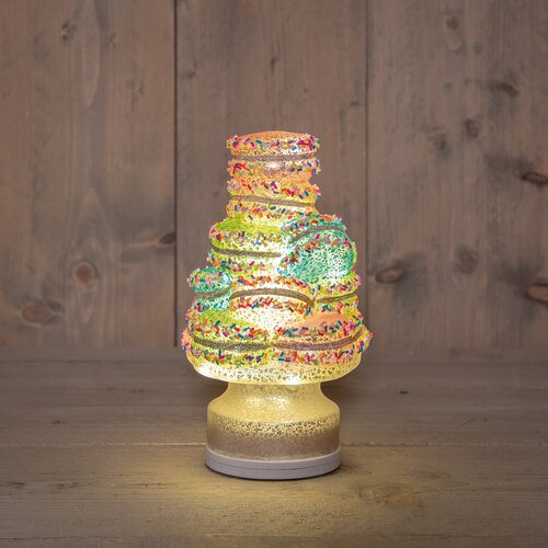 Anna's Collection Glazen macarons draaiend met LED - D12,5xH22,5cm Meerkleurig - afbeelding 3