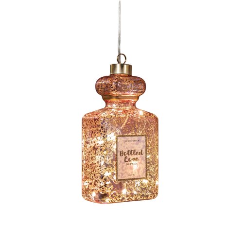 Anna's Collection Glazen parfumfles met LED - B8,5xH16cm Roze - afbeelding 1