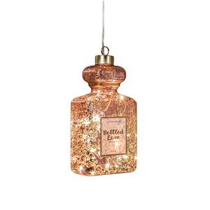 Anna's Collection Glazen parfumfles met LED - B8,5xH16cm Roze - afbeelding 1