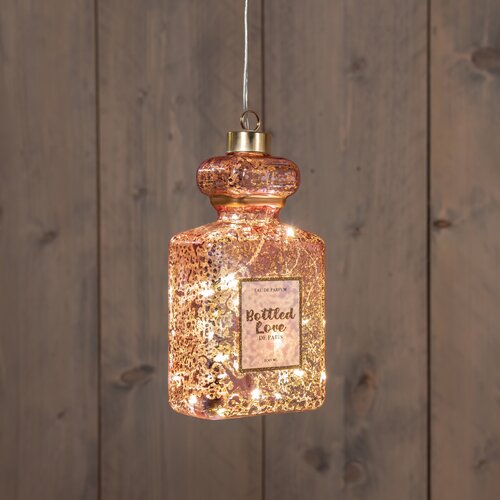 Anna's Collection Glazen parfumfles met LED - B8,5xH16cm Roze - afbeelding 3