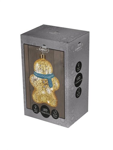 Anna's Collection Glazen peperkoekman met LED - B12xH16cm Brons - afbeelding 2
