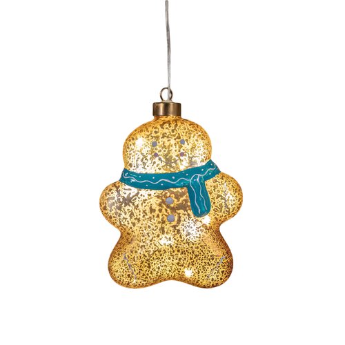 Anna's Collection Glazen peperkoekman met LED - B12xH16cm Brons - afbeelding 1