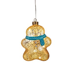 Anna's Collection Glazen peperkoekman met LED - B12xH16cm Brons - afbeelding 1