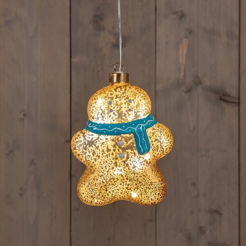 Anna's Collection Glazen peperkoekman met LED - B12xH16cm Brons - afbeelding 3