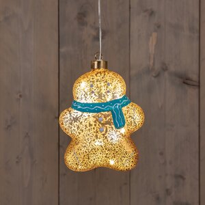 Anna's Collection Glazen peperkoekman met LED - B12xH16cm Brons - afbeelding 3