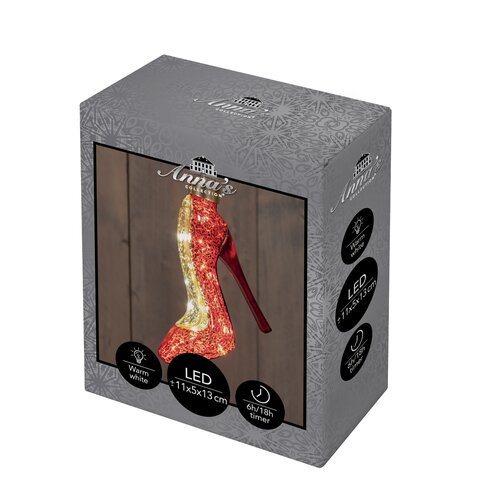 Anna's Collection Glazen pump met LED - B10,5xH13cm Rood - afbeelding 2