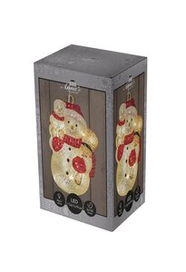 Anna's Collection Glazen sneeuwpop met LED - B10,5xH19cm Wit - afbeelding 2