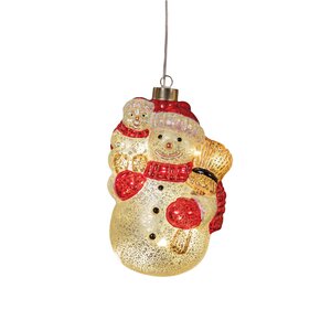 Anna's Collection Glazen sneeuwpop met LED - B10,5xH19cm Wit - afbeelding 1