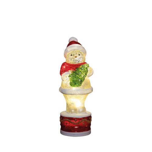 Anna's Collection Glazen sneeuwpop met LED - B11xH28,5cm Wit - afbeelding 1
