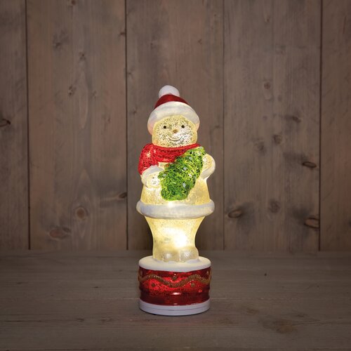 Anna's Collection Glazen sneeuwpop met LED - B11xH28,5cm Wit - afbeelding 3