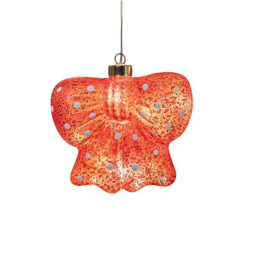 Anna's Collection Glazen strik met LED - B14,8xH13,5cm Rood - afbeelding 1