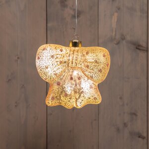 Anna's Collection Glazen strik met LED - B14,8xH13,5cm Roze - afbeelding 3